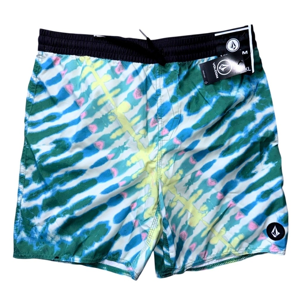 Volcom Boys Size XL 16 Green Tie Die‎ Board Shorts NWT Swim Shorts